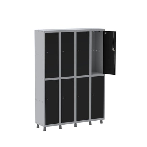 Armário Locker Guarda-Volume 8 Portas Aço Grp 504/8 Preto