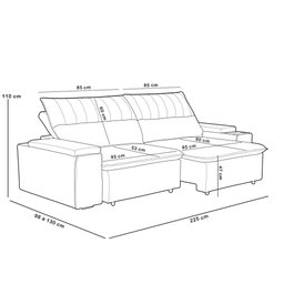 Sofá Retrátil Reclinável para Sala 3 Lugares 225cm Ricci F04 Linho Bege - Lyam Decor - 4