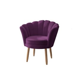 Poltrona Decorativa Pétala Luxo Veludo Roxa Pés Palito - Visan Estofados - 2