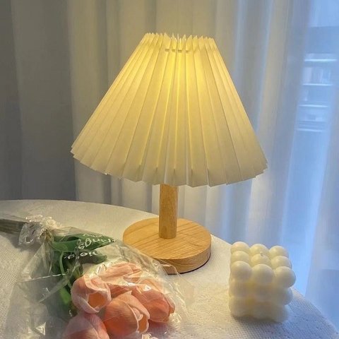 Abajur Nordic plissado candeeiro de mesa diy dobrável 5v usb 220v arte atmosfera quarto cabeceira lu
