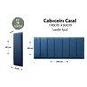 Placas Cabeceira Modulada Adesiva Casal Estofada 140cm x 60cm Kit 7 Placas - Suede Azul - 2
