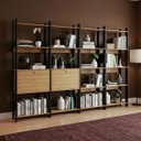 Ver imagem 1 de Estantes Escritório Home Office 252x178cm com 20 Prateleiras Mel/Preto