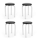 Ver imagem 2 de Banqueta Cozinha Baixa Empilhável Industrial Kit 4 Jully Branco/preto D03 - D’Rossi