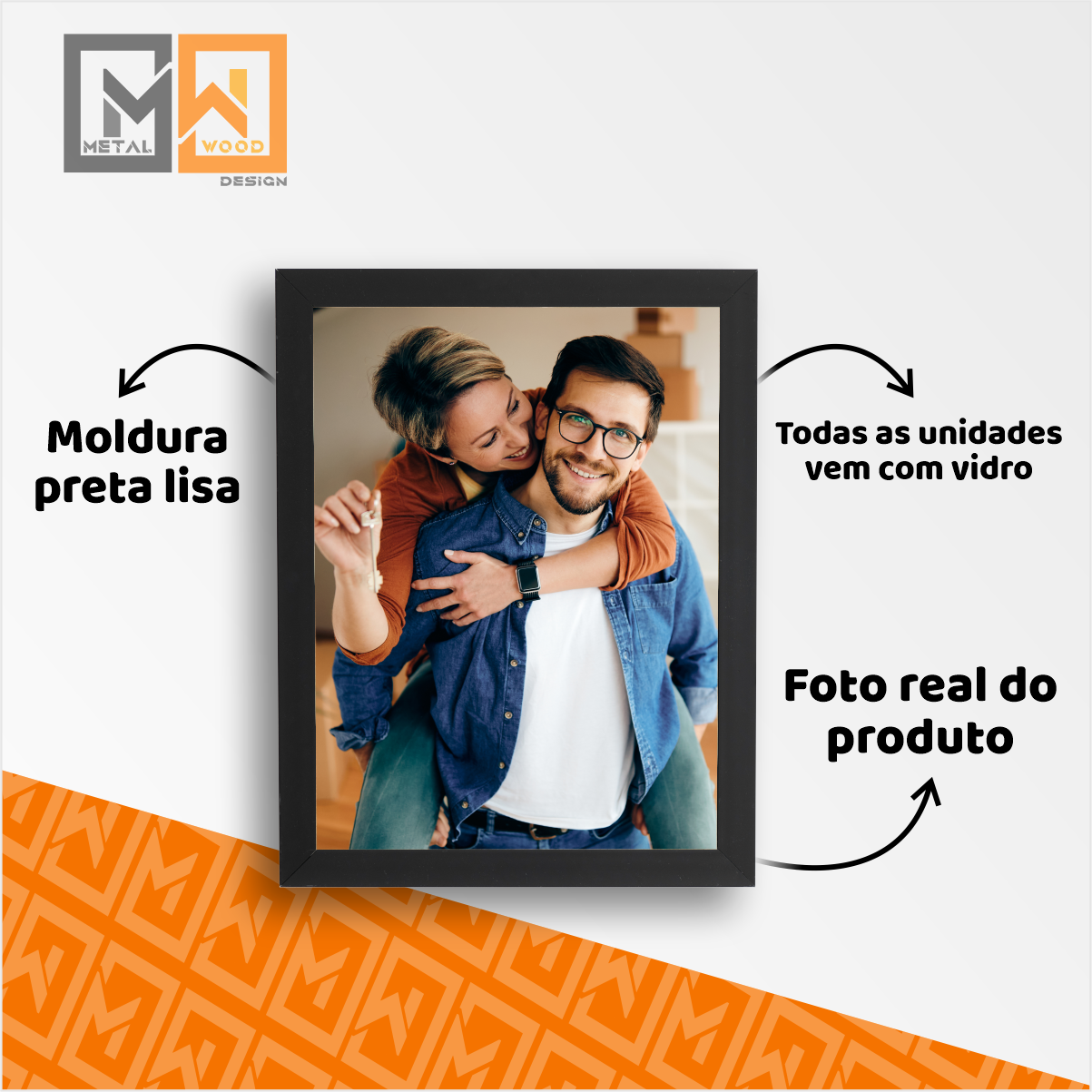 Mosaico de Porta Retrato Kit 10.2 -(20x25 / 10x15) Linha One Vidro Cor:preto - 6