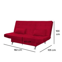 Sofá Cama Casal Com Almofadas Melina Suede Vermelho - 4