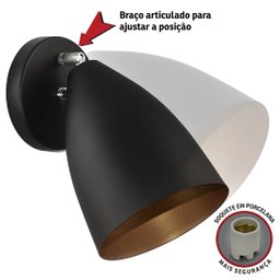 Kit 2 Arandelas Articulada Retro Vegas Gourmet Preto/Cobre - 5