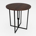 Ver imagem 1 de Mesa Redonda Industrial 80cm Preta Tampo Madeira Imbuia