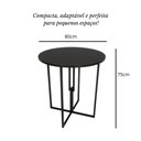 Ver imagem 2 de Mesa Redonda Industrial 80cm Preta Tampo Madeira Imbuia