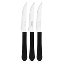 Ver imagem 1 de Kit 3 Facas de Mesa Churrasco Tramontina Leme Inox Cabo Preto