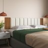 Cabeceira de Cama King 10 Módulos Estofados Corino Branco e 2 Módulos Ripados Mdf - 1