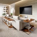 Ver imagem 5 de Aparador Mesa Lateral para Sofá Sala 180cm 100% MDF Estrutura Aço Carbono Canella