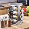 Porta Tempero e Condimentos Aço Inox com 16 Potes e Suporte Giratório e Base Redonda para Cozinha - 6
