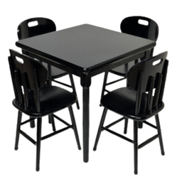 Conjunto de Mesa Jantar Madeira 80x80 Laminado com 4 Cadeiras Preto - 1