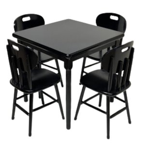 Conjunto de Mesa Jantar Madeira 80x80 Laminado com 4 Cadeiras Preto