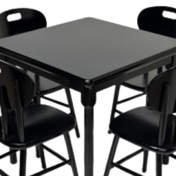 Conjunto de Mesa Jantar Madeira 80x80 Laminado com 4 Cadeiras Preto - 2