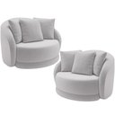 Ver imagem 1 de Kit 02 Poltronas Decorativas Base Giratória Witta M03 Veludo Cinza - Lyam Decor