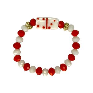 Pulseira Zé Pelintra Firma Dominó Cristal e Silicone