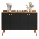 Ver imagem 1 de Aparador Buffet Preto com 4 Portas Retrô com Pés Palito