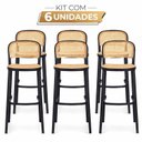 Ver imagem 5 de Kit com 6 Banquetas Amis Alta em Polipropileno com Encosto Preto