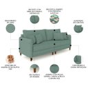 Ver imagem 3 de Sofá 3 Lugares Living 232cm Pé Madeira Zoe Linho Verde Z08 - Mpozenato