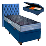 Conjunto Cama Box Bau Azul Solteiro + Colchão Molas Ensacadas Petrus Paropas + Cabeceira - 1