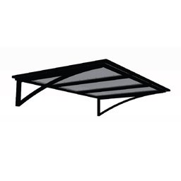 Toldo Fixo Policarbonato Alveolar Cristal - 2,50m X 1,00m - Estrutura Preta - 2