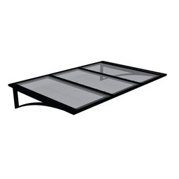 Toldo Fixo Policarbonato Alveolar Cristal - 2,50m X 1,00m - Estrutura Preta - 1