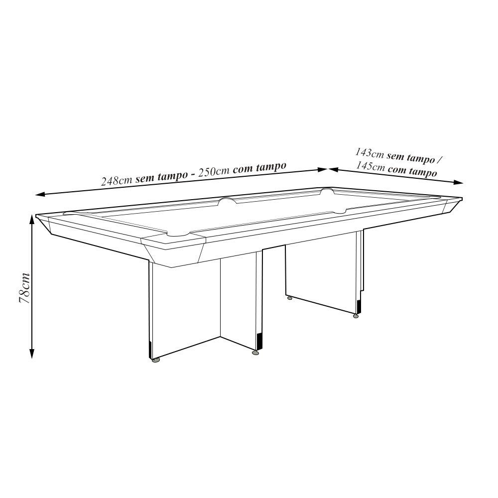 Mesa de Bilhar Sinuca e Jantar Oban Versátil com Tampo Removível 250 Cm Base T Preto G84 - Gran Belo - 4