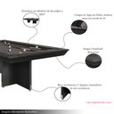 Ver imagem 3 de Mesa de Bilhar Sinuca e Jantar Oban Versátil com Tampo Removível 250 Cm Base T Preto G84 - Gran Belo