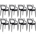Ver imagem 1 de Kit 8 Cadeiras Allegra Polipropileno Pretas Sala de Jantar Cozinha