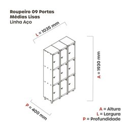 Armário Locker Roupeiro 9 Portas Aço GRP 503/9 - 4