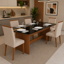 Ver imagem 2 de Mesa de Jantar para 6 Lugares Tampo de Vidro MDF
