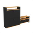 Ver imagem 4 de Sapateira Organizador Calçados Hall de Entrada Sala Quarto Slim 18 Pares:Preto/Nature