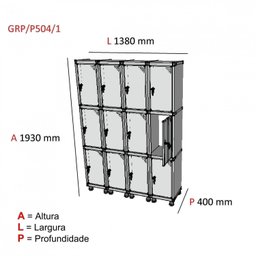 Armário Multiuso 12 Portas Aço GRP 504/12  - 4