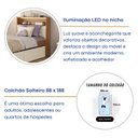 Ver imagem 7 de Cama de Solteiro 2 Gavetas e Cabeceira Nicho com LED 100% MDF Aurora Yescasa Marrom/Carvalho Hanover/Argila