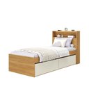 Ver imagem 2 de Cama de Solteiro 2 Gavetas e Cabeceira Nicho com LED 100% MDF Aurora Yescasa Marrom/Carvalho Hanover/Argila