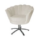 Ver imagem 2 de Poltrona Estofada Decorativa 1 Lugar Base Giratória de Metal Pétala Suede Bege - LM DECOR