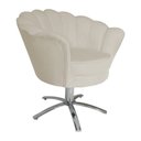 Ver imagem 3 de Poltrona Estofada Decorativa 1 Lugar Base Giratória de Metal Pétala Suede Bege - LM DECOR