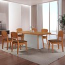 Ver imagem 2 de Mesa de Jantar Diane 180cm Tampo Mdf Canto Copo e 6 Cadeiras Veludo Marrom/naturale/off White