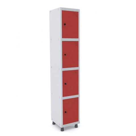 Armário Guarda Volume Locker Roupeiro 4 Portas Aço Grp 501/5 Vermelho
