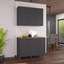 Ver imagem 3 de Armário de Cozinha Modulada Compacta Fidelitá Nara 100% MDF 2 Peças 120cm 6 Portas 2 Gavetas com