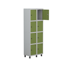 Ver imagem 3 de Armário Guarda Volume Locker Roupeiro 8 Portas Aço Grp 502/8 Cinza/Azul Del Rey