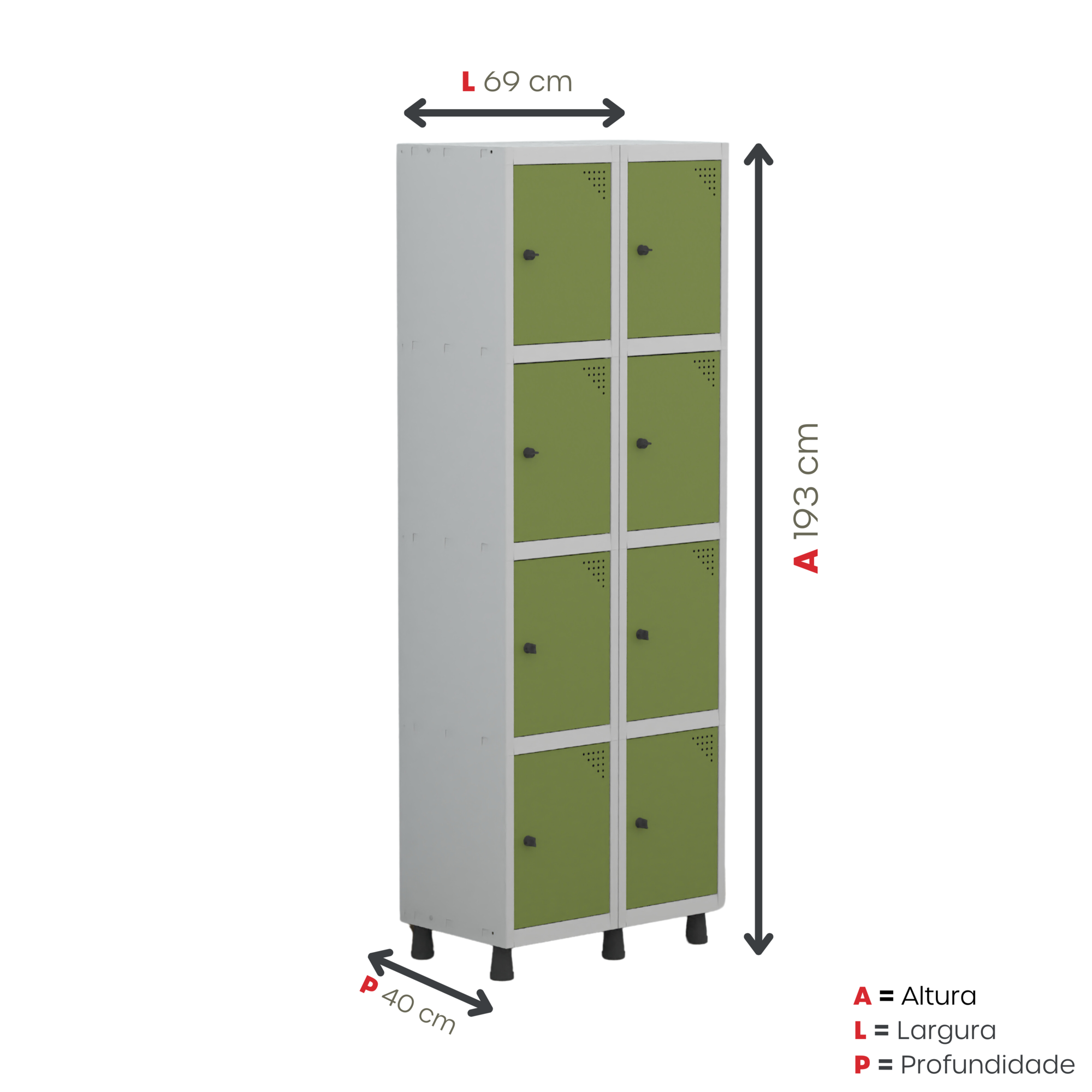 Armário Guarda Volume Locker Roupeiro 8 Portas Aço GRP 502/8  - 5