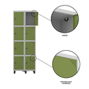 Ver mais imagens de Armário Guarda Volume Locker Roupeiro 8 Portas Aço Grp 502/8 Cinza/Azul Del Rey