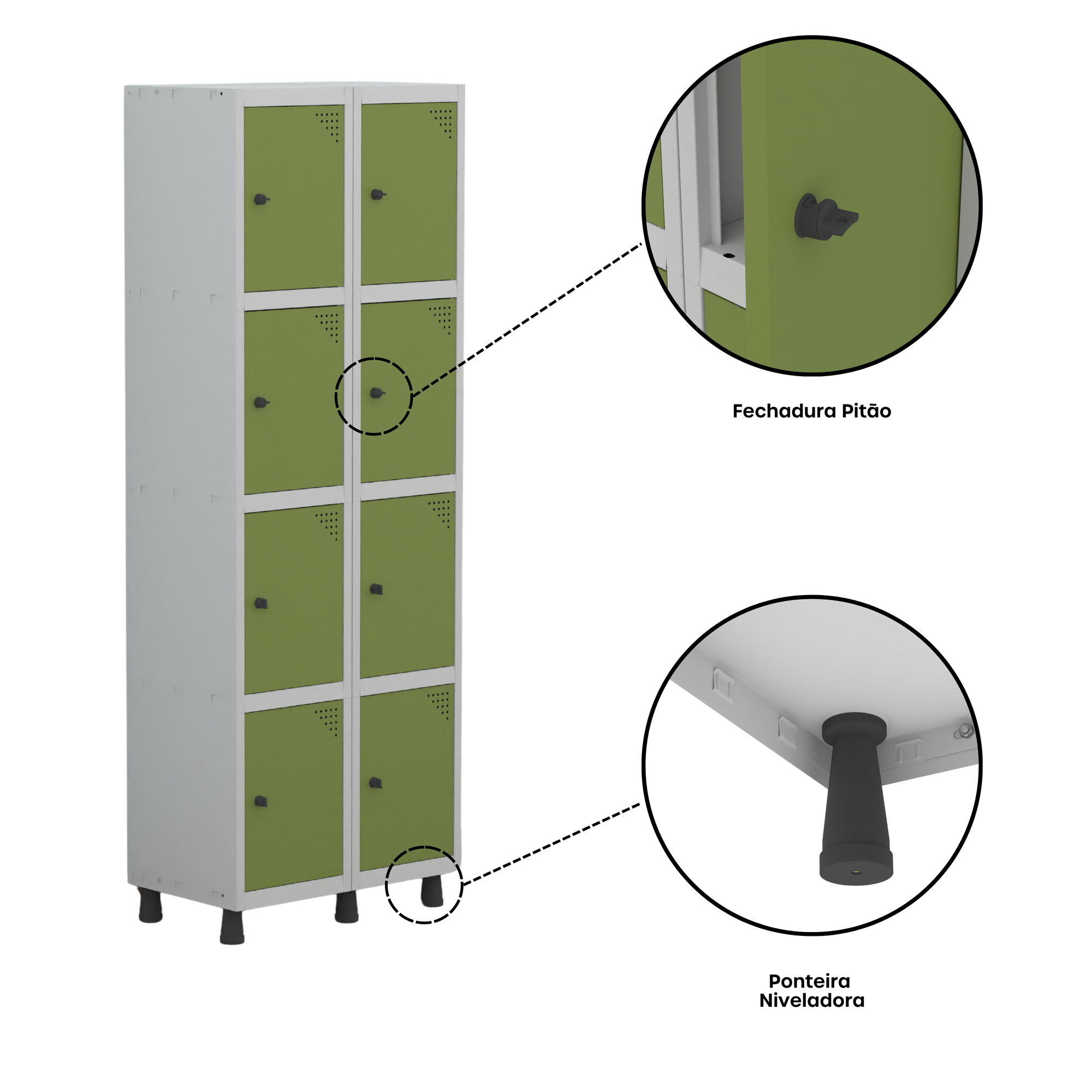 Armário Guarda Volume Locker Roupeiro 8 Portas Aço GRP 502/8  - 7