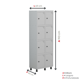 Armário Guarda Volume Locker Roupeiro 8 Portas Aço GRP 502/8  - 5