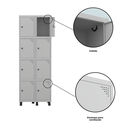 Ver mais imagens de Armário Guarda Volume Locker Roupeiro 8 Portas Aço Grp 502/8 Cinza