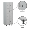 Ver imagem 7 de Armário Guarda Volume Locker Roupeiro 8 Portas Aço Grp 502/8 Cinza