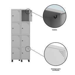 Armário Guarda Volume Locker Roupeiro 8 Portas Aço GRP 502/8  - 8