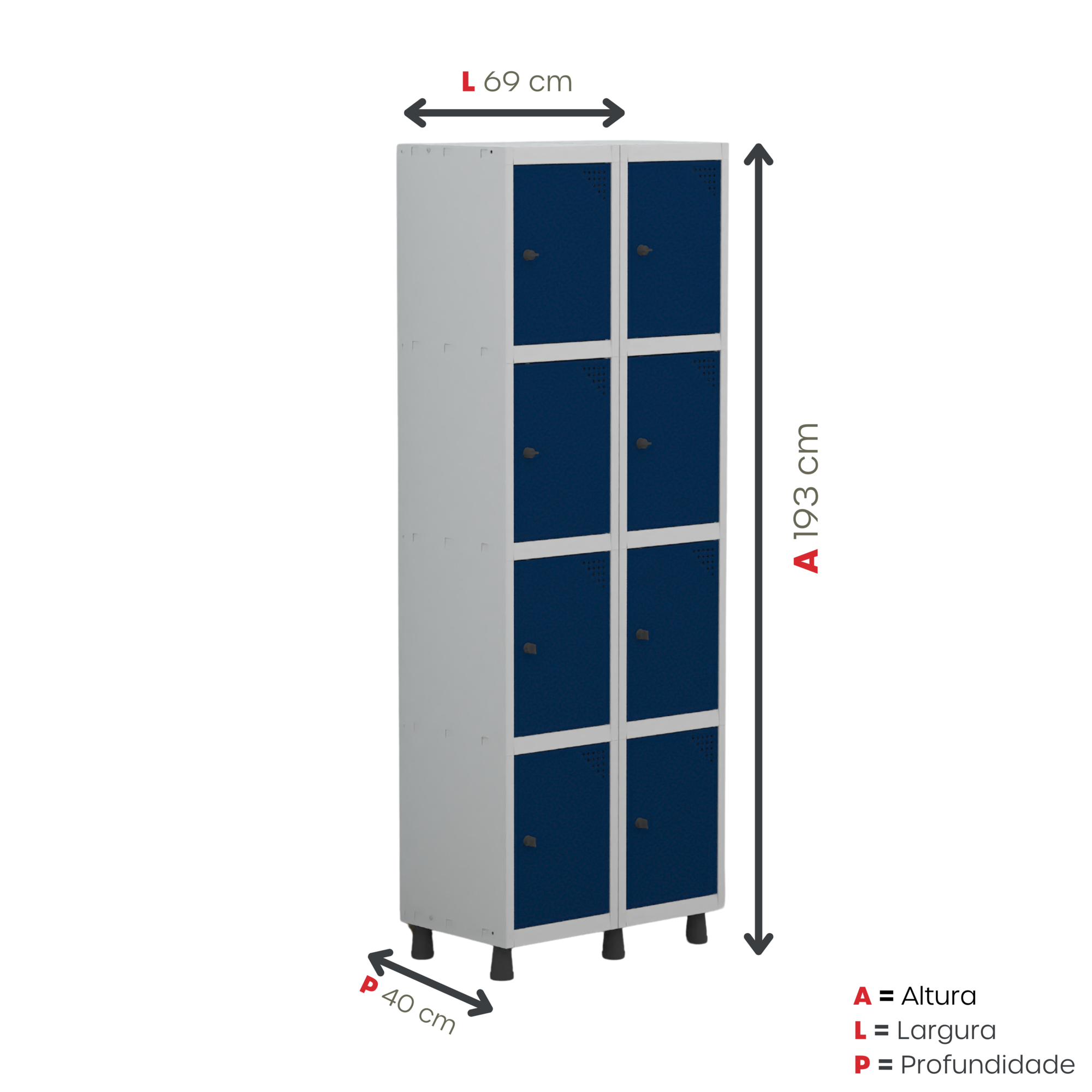 Armário Guarda Volume Locker Roupeiro 8 Portas Aço GRP 502/8  - 5